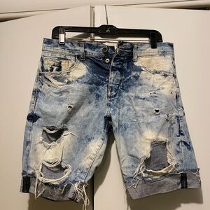 Distressed Blue Denim Shorts